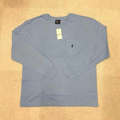 新品 訳あり ポロ ラルフローレン 長袖カットソー 胸ポケット ブルー XL