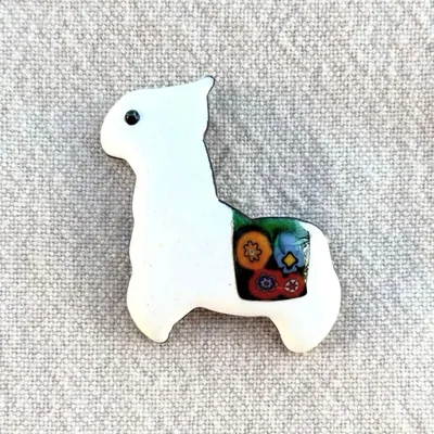七宝焼ハンドメイド「アルパカ」ブローチ