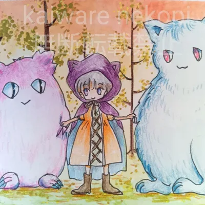 オリジナル 手描きイラスト ハガキサイズ 「君はともだち その2」
