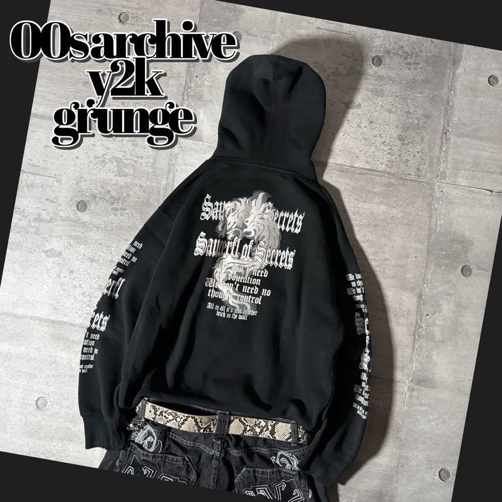 Pink Floyd Graphic Hoodie 龍 英字 ラメ 短丈 y2k