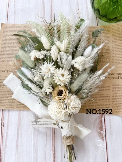 ドライフラワースワッグ❁⃘ライムgreen×White❁⃘*ナチュラル【33㎝】
