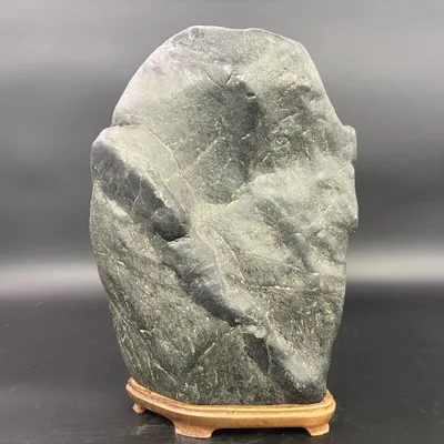 大型 鑑賞石 水石 自然石 木製台座付 約20.46kg R8YE314