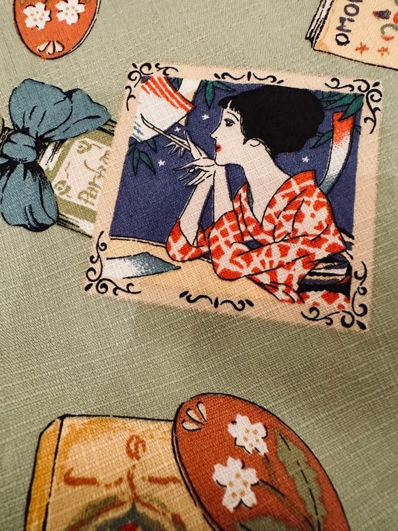 竹久夢二 生地 約110cm×55cm 綿100% 国産 未使用 レトロ 昭和