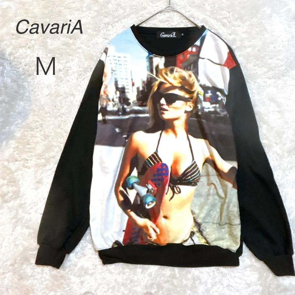【キャバリア】CavariA 長袖トレーナー スウェット ビキニ プリント M