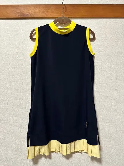 レディース ゴルフワンピース ネイビー×イエロー
