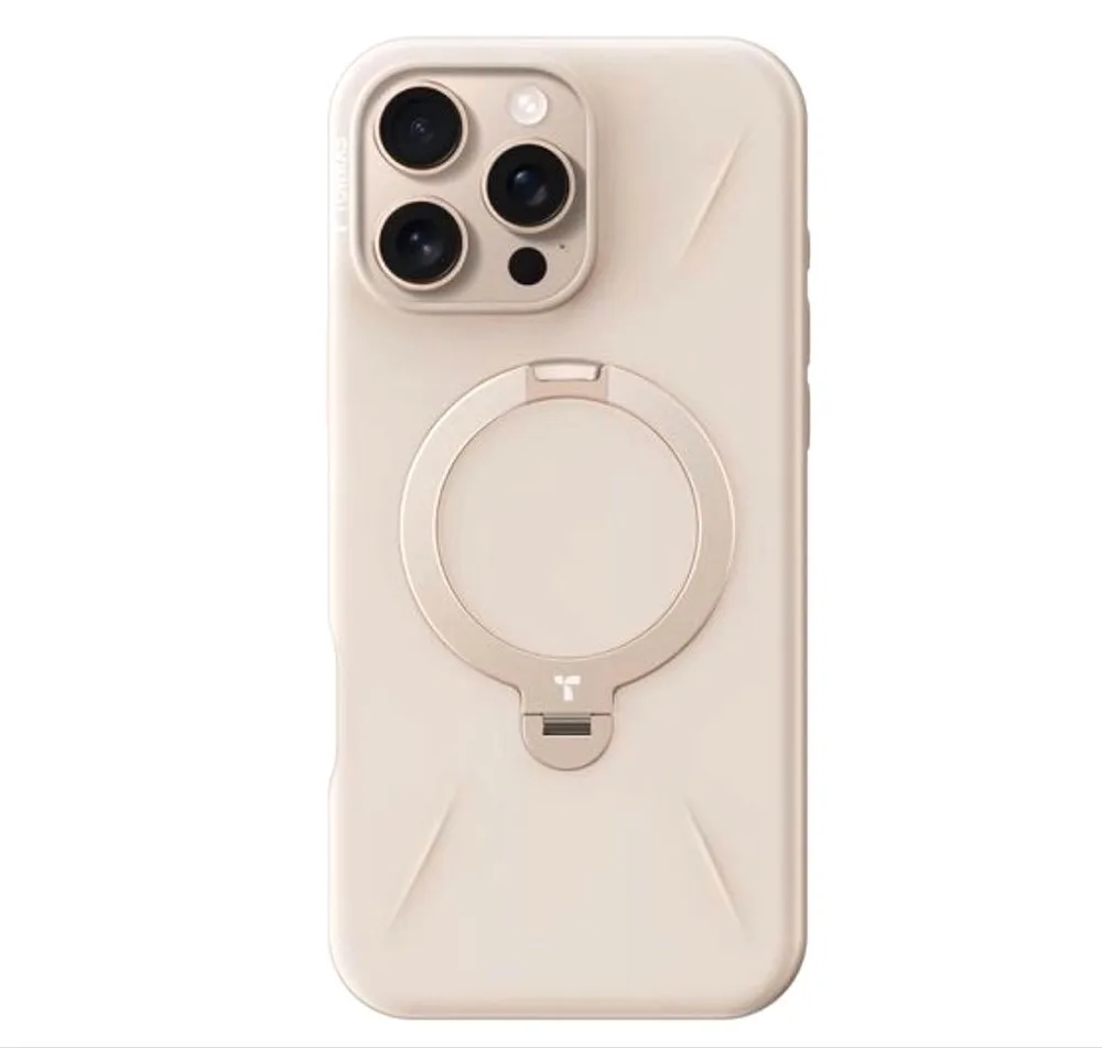 TORRAS iPhone16proMAXゼンマイ式スタンドケース ミルクティー