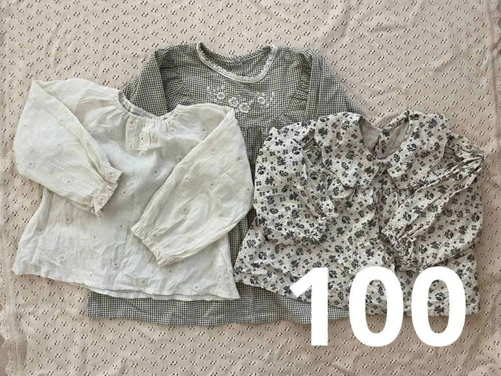 【100】ワンピース ブラウス 長袖 まとめ売り しまむら 海外子供服