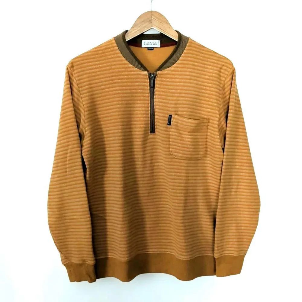 SIMPLE LIFE 裏起毛ハーフジップポロトレーナー スウェット