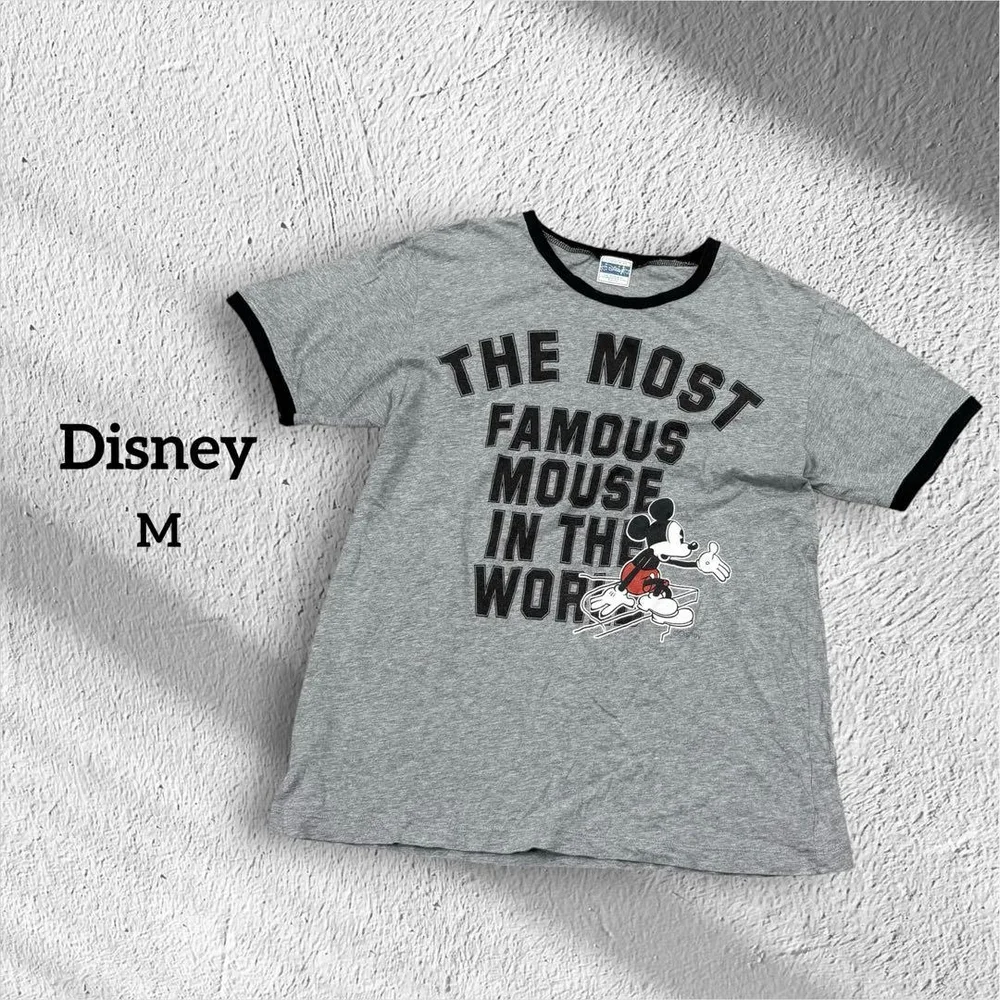 ディズニー リンガーTシャツ ミッキー グレー Mサイズ