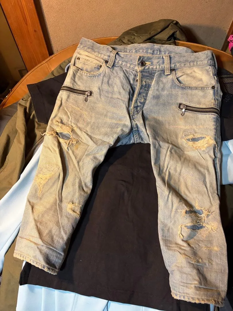 5351 POUR LES HOMMES ダメージデニムパンツショーツ2