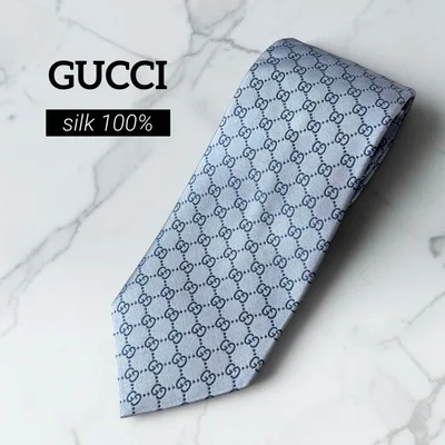 未使用級 GUCCI GGシルクタイ ネクタイ ブルー イタリア製 光沢 総柄