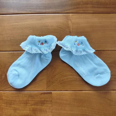 ミキハウス レース付き 花柄刺繍 ソックス 17-19cm 未着用
