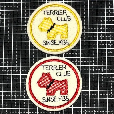 TERRIER CLUB 刺繍ワッペン 2枚セット 犬 テリア 昭和レトロ