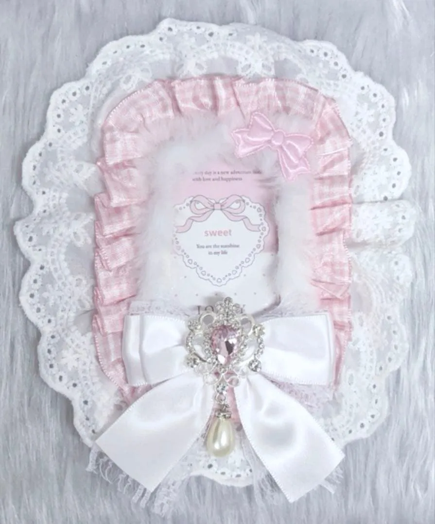 トレカケース レースデコ ハンドメイド ピンク