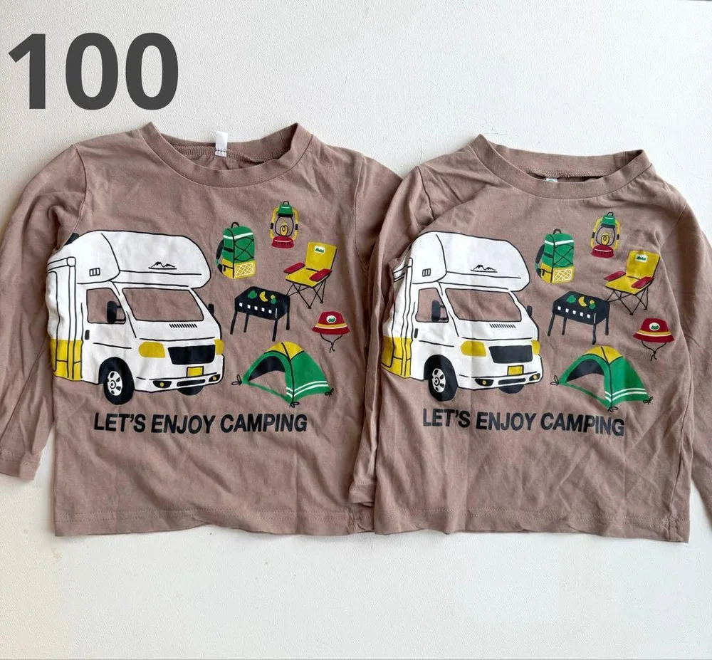 【2枚セット】キッズ 長袖Tシャツ サイズ100 男の子 女の子 双子 ロンT