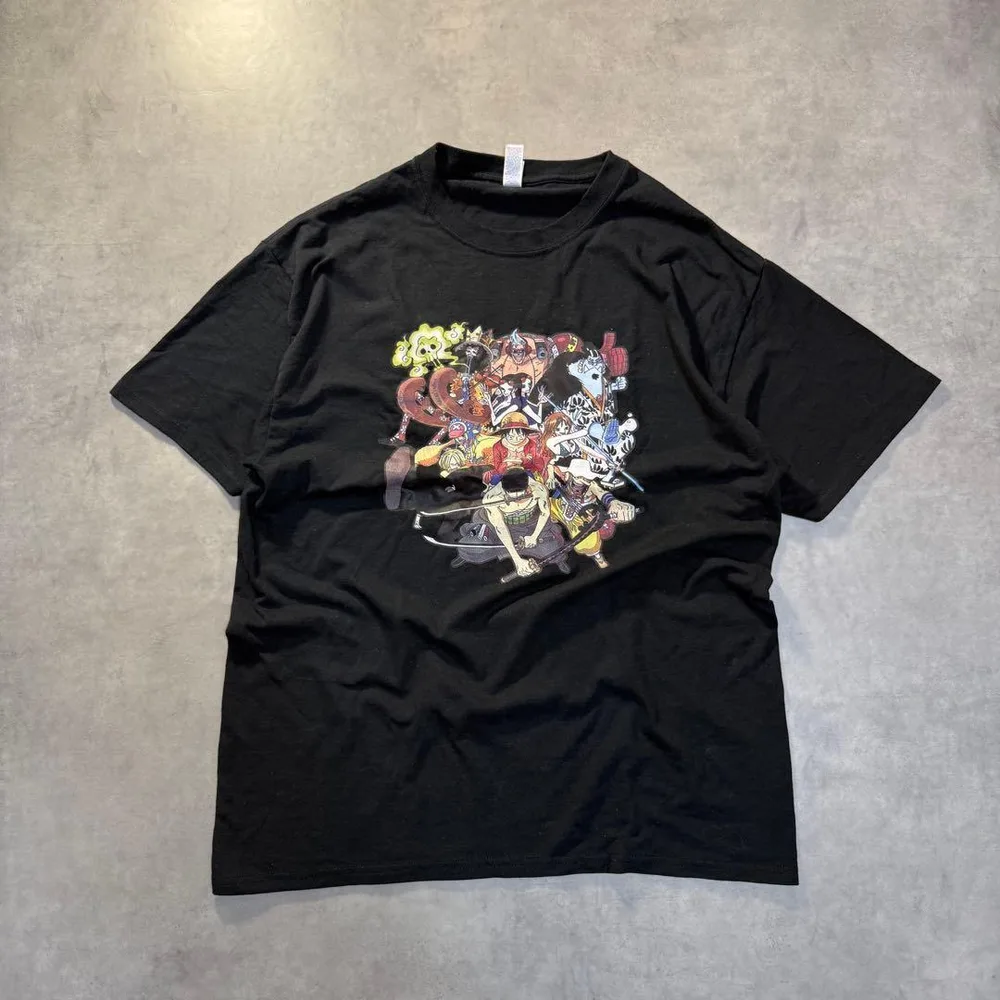 古着ONE PIECE ワンピース 麦わらの一味 アニメTシャツ ブラックAO7