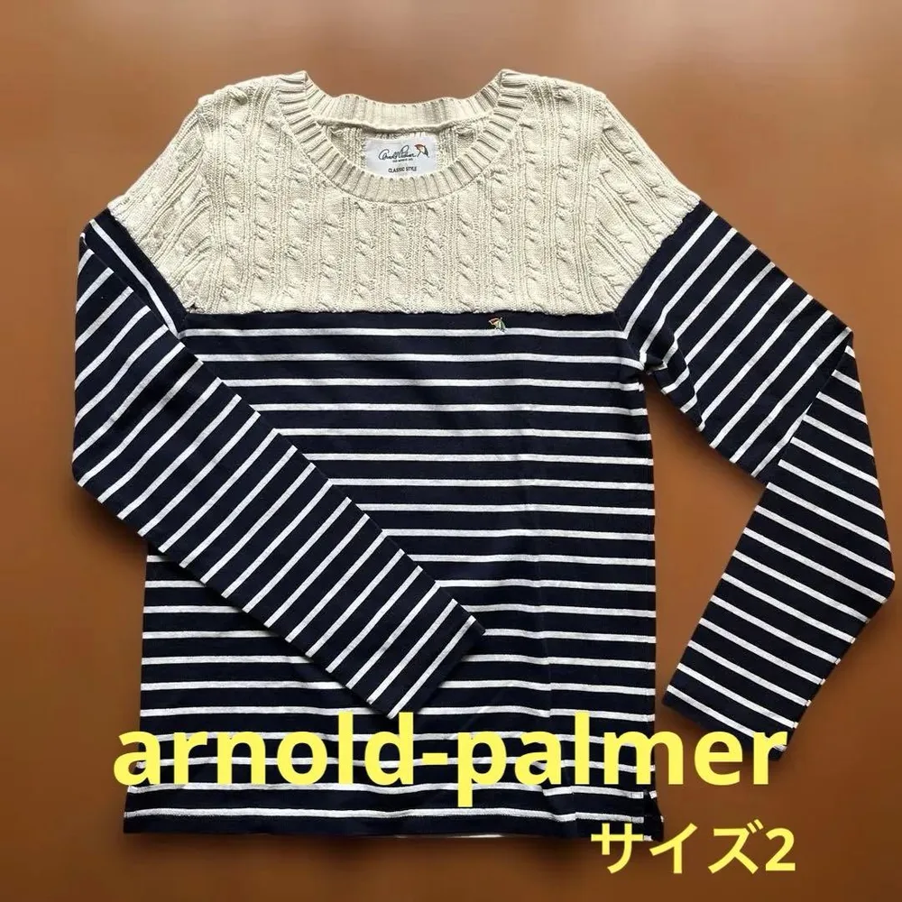 Arnold Palmer 長袖カットソー ケーブルニット切替ボーダーサイズ2