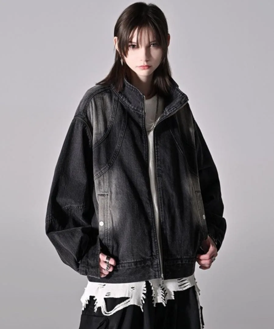 3way zip sleeve blast denim blouson