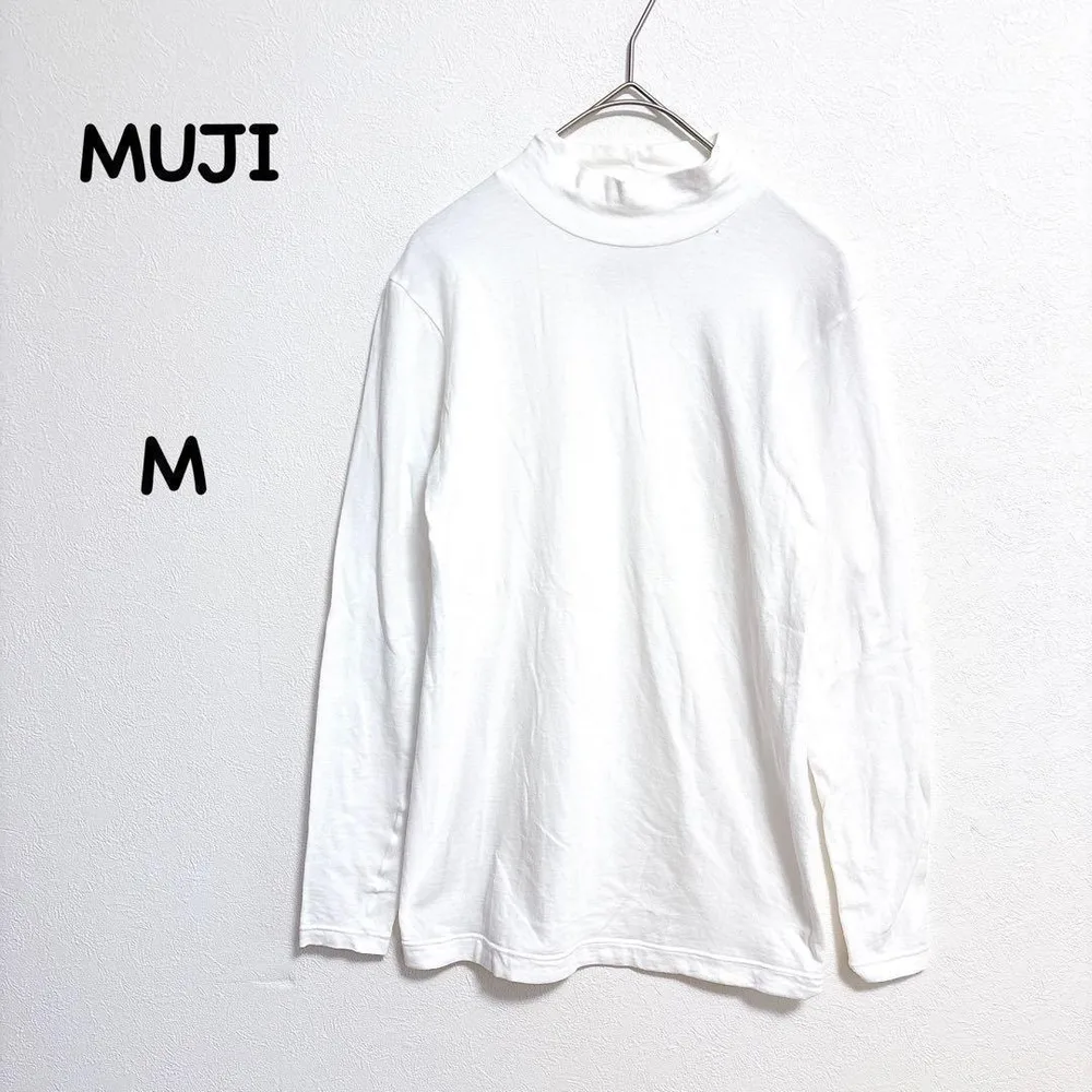 MUJI 無印良品 ハイネックカットソー M オフホワイト 長袖 シンプル