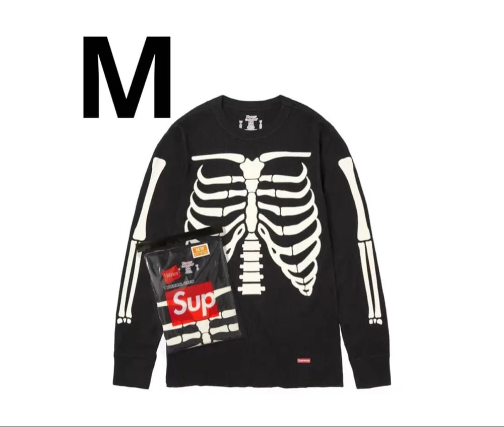 Supreme Hanes サーマル クルーネック スケルトン M