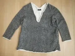 UNDERCOVER ヘリンボーン転写プリント Vネック スウェット