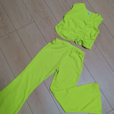 SHEIN キッズ セットアップ ネオンイエロー 7Y