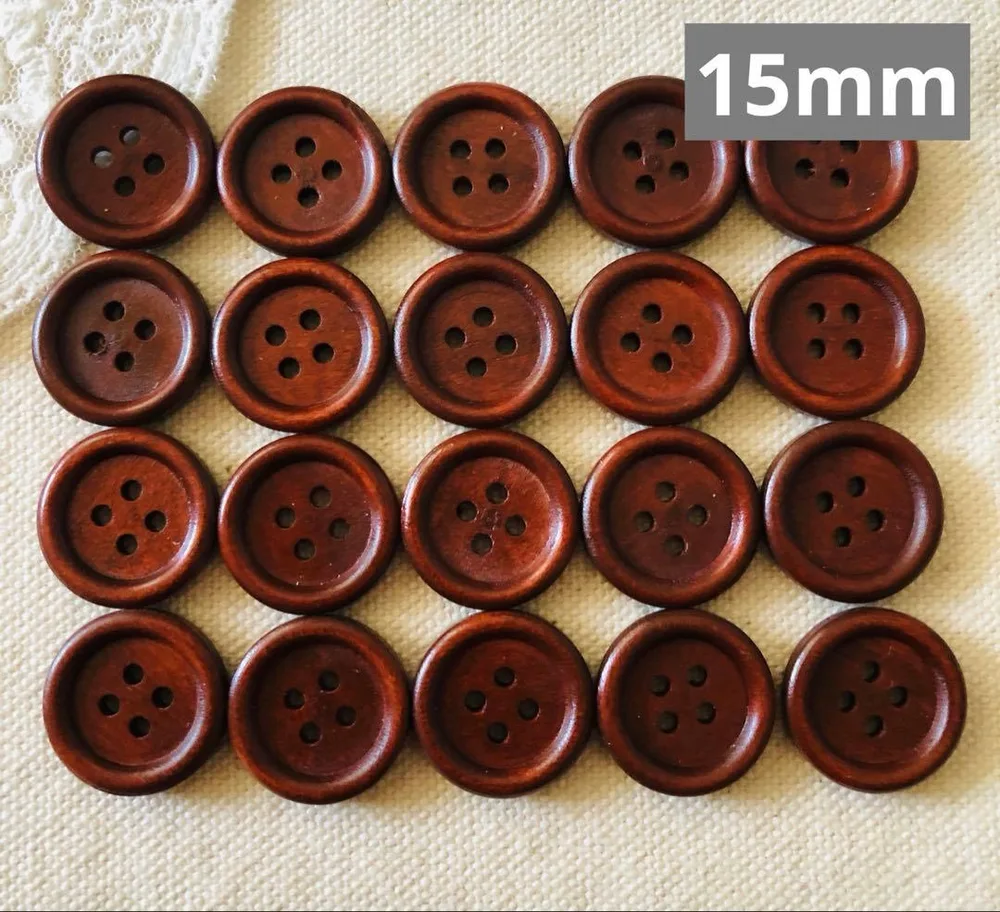 534手芸用★ウッドボタン15mm*20個 木製 ハンドメイドパーツ