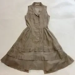 FOXEY シルク混 ショールカラー ティアード シャツワンピース フレア 38