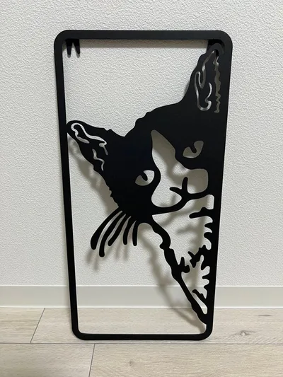 猫 レリーフアート壁掛け 壁飾り 彫刻アート 透かし彫り ウォールアート