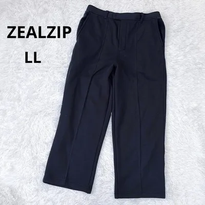 ZEALZIP 裏起毛パンツ ネイビー 紺色 ゆったり メンズ 防寒 ワイド