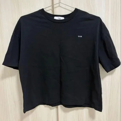 OUR ブラック Tシャツ 120cm ロゴ刺繍 韓国ブランド 韓国子供服
