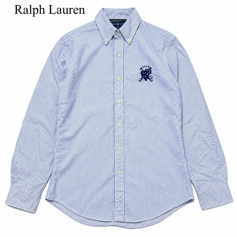 Ralph Laurenラルフローレン 長袖シャツ ボタンダウンストライプ 刺繍