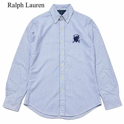 Ralph Laurenラルフローレン 長袖シャツ ボタンダウンストライプ 刺繍