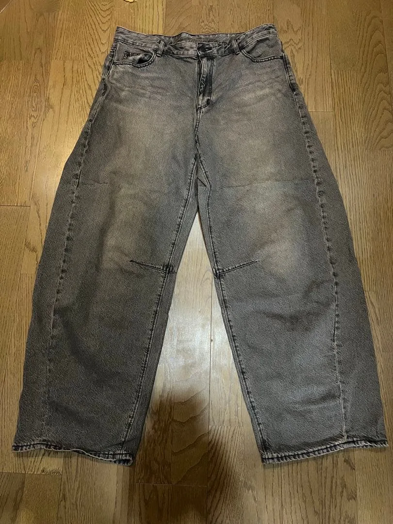 GU バレルレッグジーンズ ブラウン 3XL