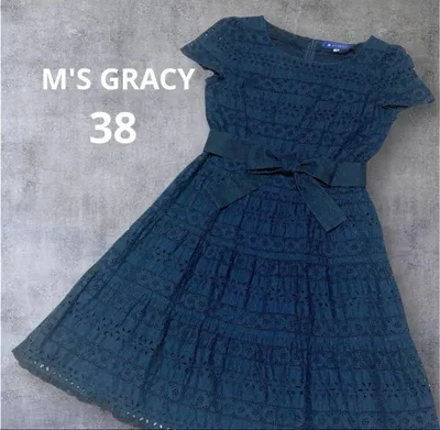 M'S GRACY エムズグレイシー レースワンピース ネイビー 38