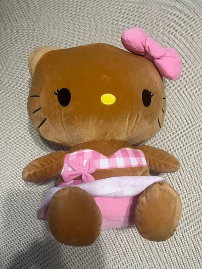 ハローキティ ぬいぐるみ ブラウン ピンクチェック 日焼けキティー