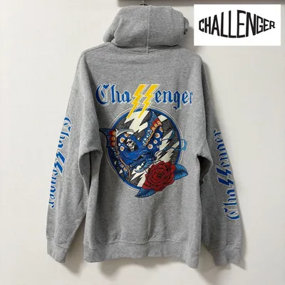 CHALLENGER チャレンジャー フード付きパーカー Lサイズ グレー