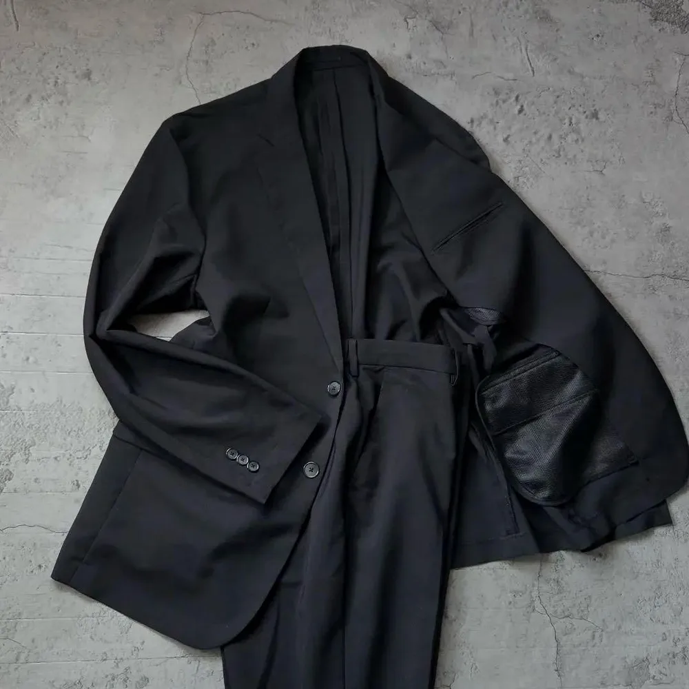 未使用級 メンズ カジュアルセットアップ ブラック 喪服 礼服