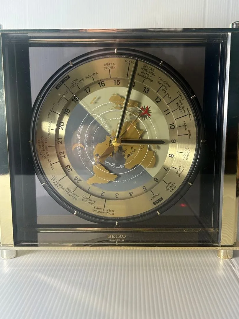 SEIKO クオーツ 置時計 世界時計 ワールドタイム
