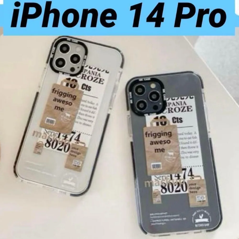iPhone14 Pro スマホケース クリア ロゴデザイン おしゃれ 全面保護