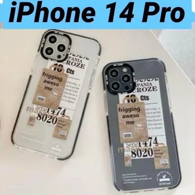 iPhone14 Pro スマホケース クリア ロゴデザイン おしゃれ 全面保護