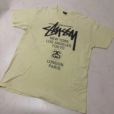 Stussy ワールドツアー Tシャツ イエロー系 XL