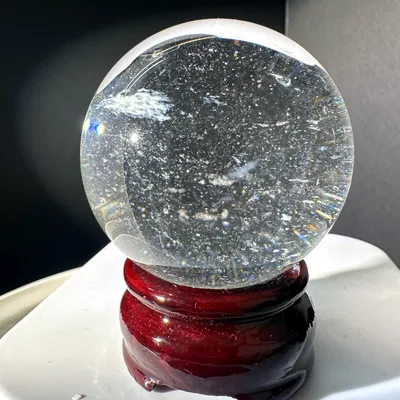 天然本水晶 丸玉 約55.1mm 一点物 台座付き 天然石 置物