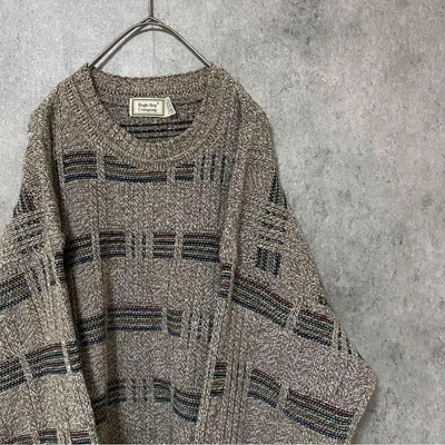 90s vintage 柄ニット セーター アクリル USA製 メンズL 古着
