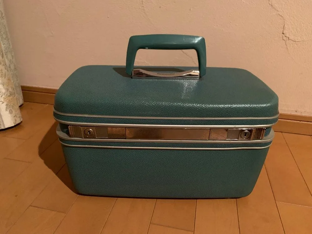 Samsonite ヴィンテージ メイクボックス ブルー トレインボックス