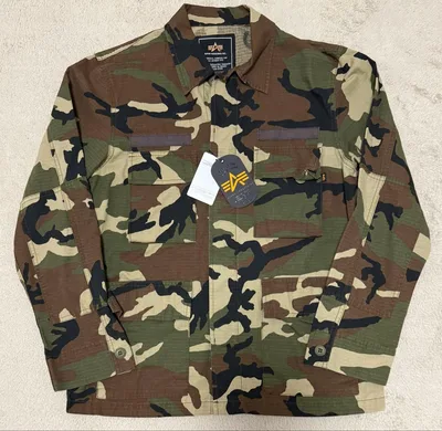 【新品タグ付】 ALPHA INDUSTRIES ミリタリーシャツ 長袖 M