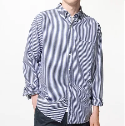 【UNIQLO】ブロードシャツ/ストライプ/ボタンダウン