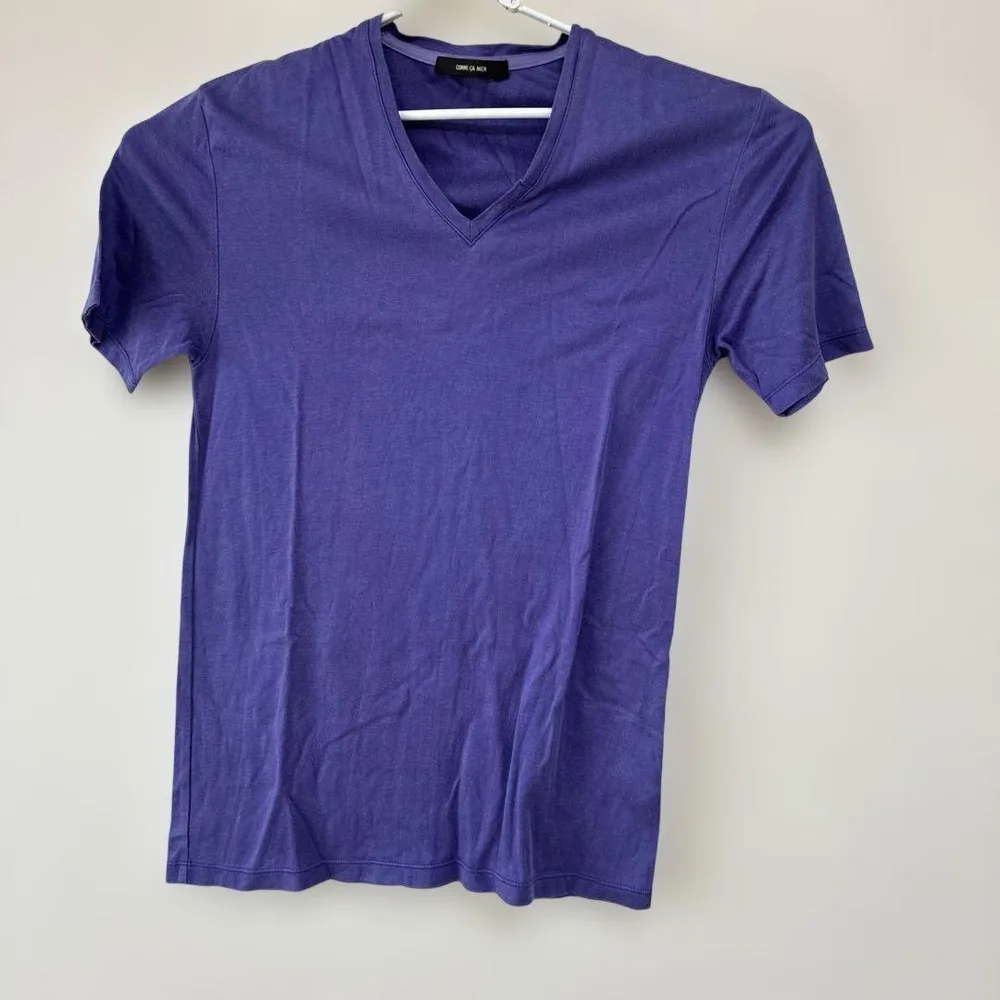 COMME CA MENコムサメン Vネック 半袖Tシャツ パープル L メンズ