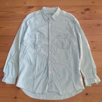 USA製 GUESS JEANS シャンブレーシャツ 長袖 ライトブルー M