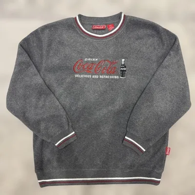 【希少ヴィンテージ】コカコーラ フリーススウェット 刺繍ロゴ 90s グレー M